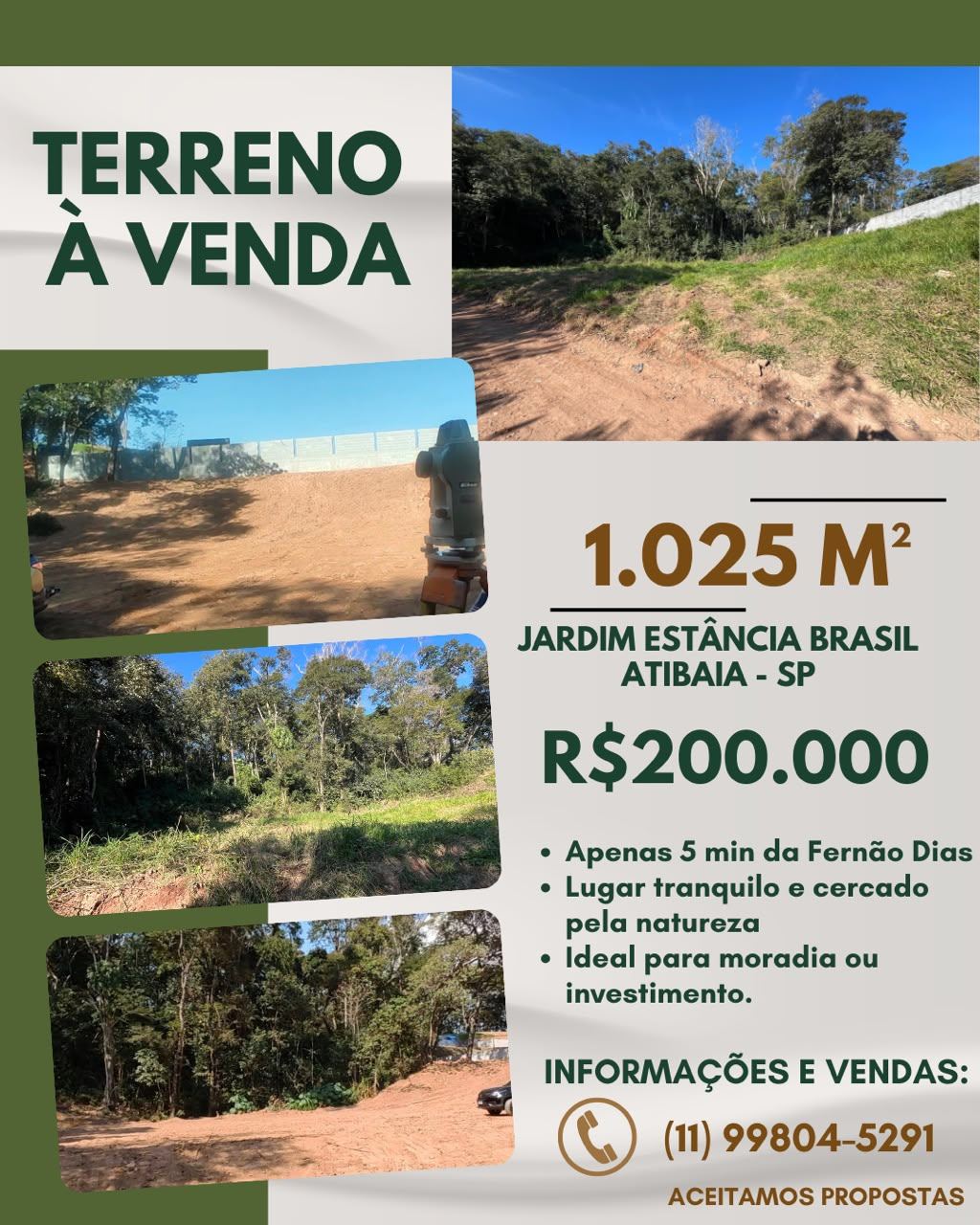 Terreno à venda em Atibaia em Jardim Estância Brasil