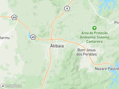 Mapa da área de atendimento de Patrícia Alves em Atibaia