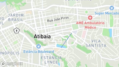 Mapa aproximado do bairro Centro, em Atibaia, com um pino na região do anúncio