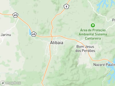 Mapa da área de atendimento de Carla Mendes em Atibaia