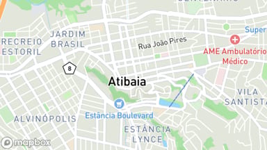 Mapa aproximado do bairro Centro, em Atibaia, com um pino na região do anúncio