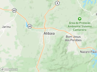 Mapa da área de atendimento de João Pereira em Atibaia