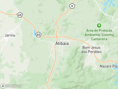 Mapa da área de atendimento de Mariana Lopes em Atibaia