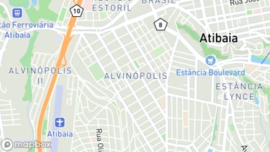 Mapa aproximado do bairro Alvinopolis, em Atibaia, com um pino na região do anúncio