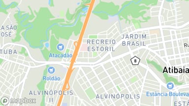 Mapa aproximado do bairro Jardim Floresta, em Atibaia, com um pino na região do anúncio