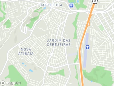 Mapa da área de atendimento de Giulia Vaccarelli em Atibaia